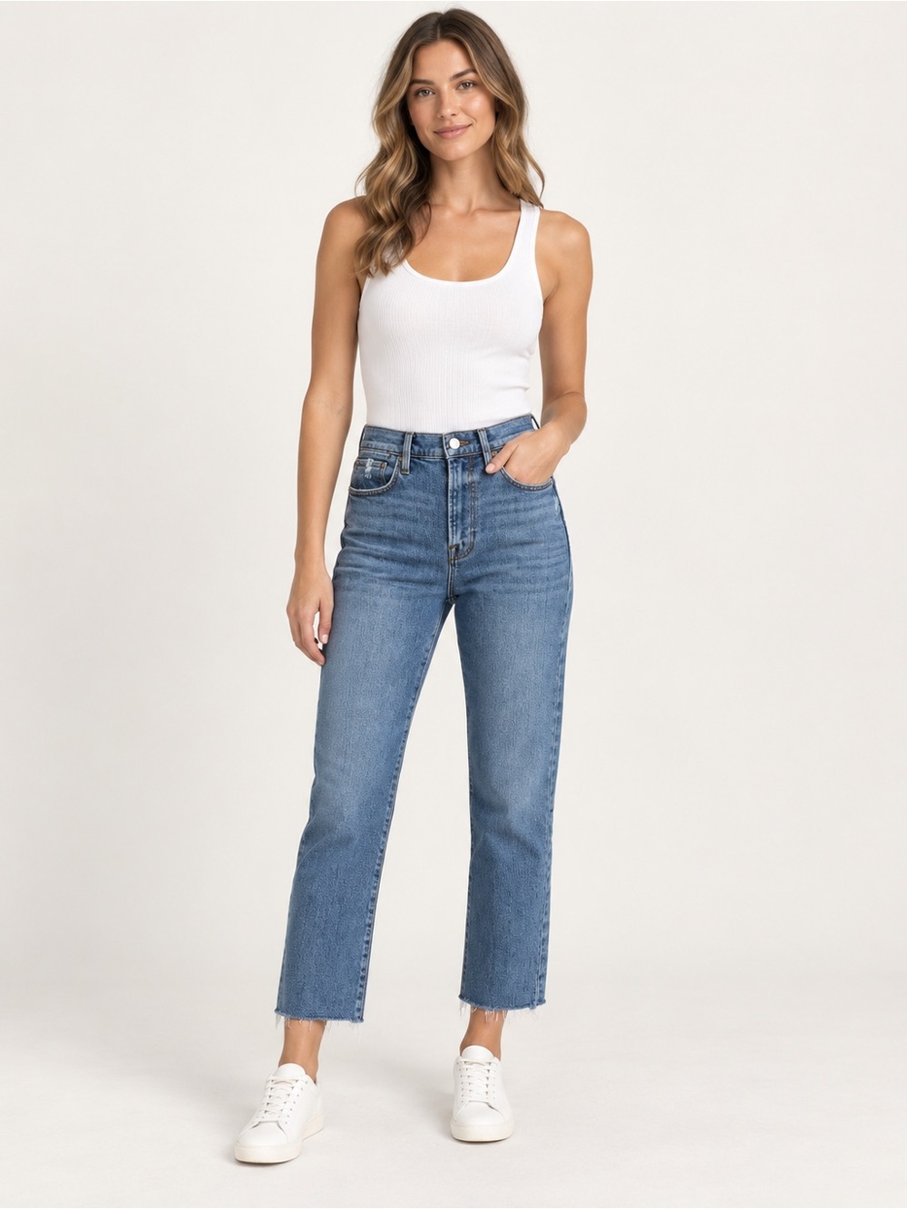 FRAME Le High Straight Jeans Size 27 Westway Grind High Rise Raw Hem